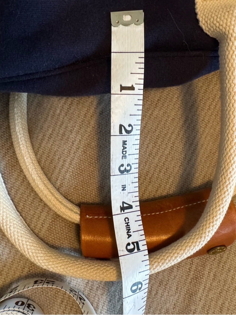 Rare Polo by Ralph Lauren Navy Tote with Red Logo and Cream Straps - Picture 13 of 16